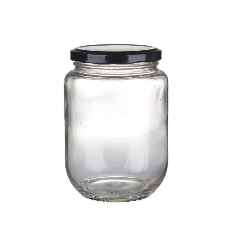 500ml Dry Food Storage Glass Bottles Cookie Jar With Black Screw Lid