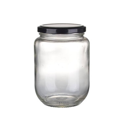 500ml Dry Food Storage Glass Bottles Cookie Jar With Black Screw Lid